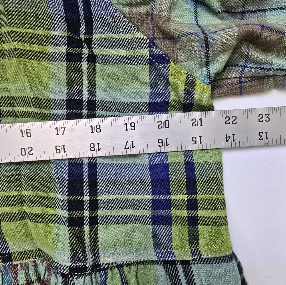 Free People We The Free Moon Bay Mixed Plaid Top Blue - Picture 6 of 8